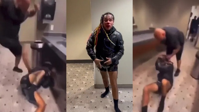 A still from the viral video that shows Tekashi being beaten up