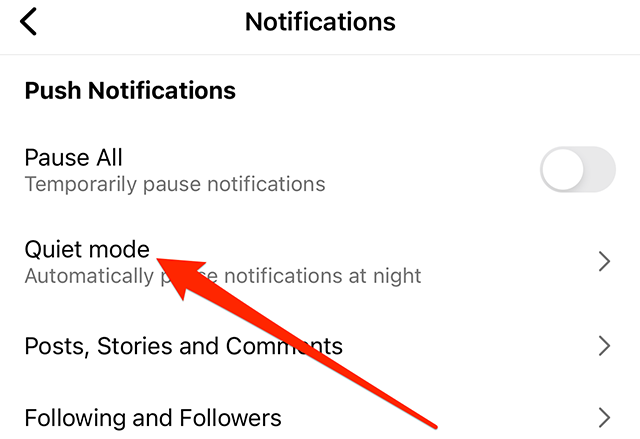 how to turn off quiet mode on instagram