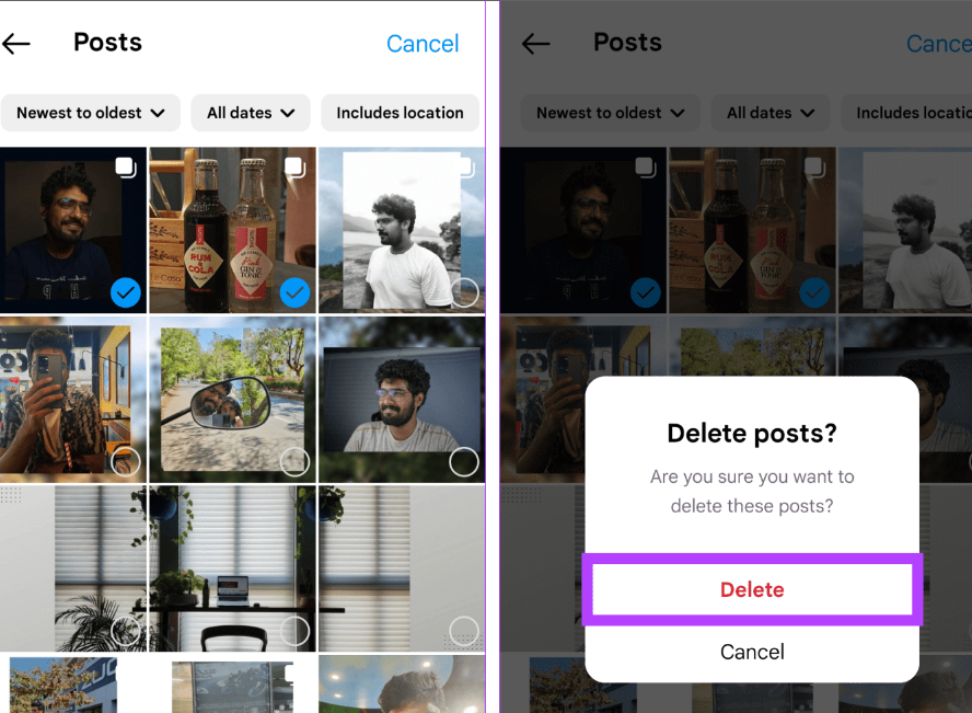 how to delete all posts on instagram