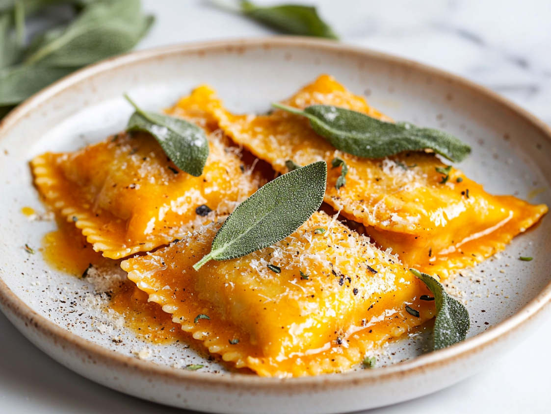 Roasted Pumpkin Ravioli with Sage Brown Butter