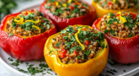 Vegan Stuffed Roasted Pepper Boats