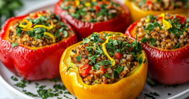 Vegan Stuffed Roasted Pepper Boats