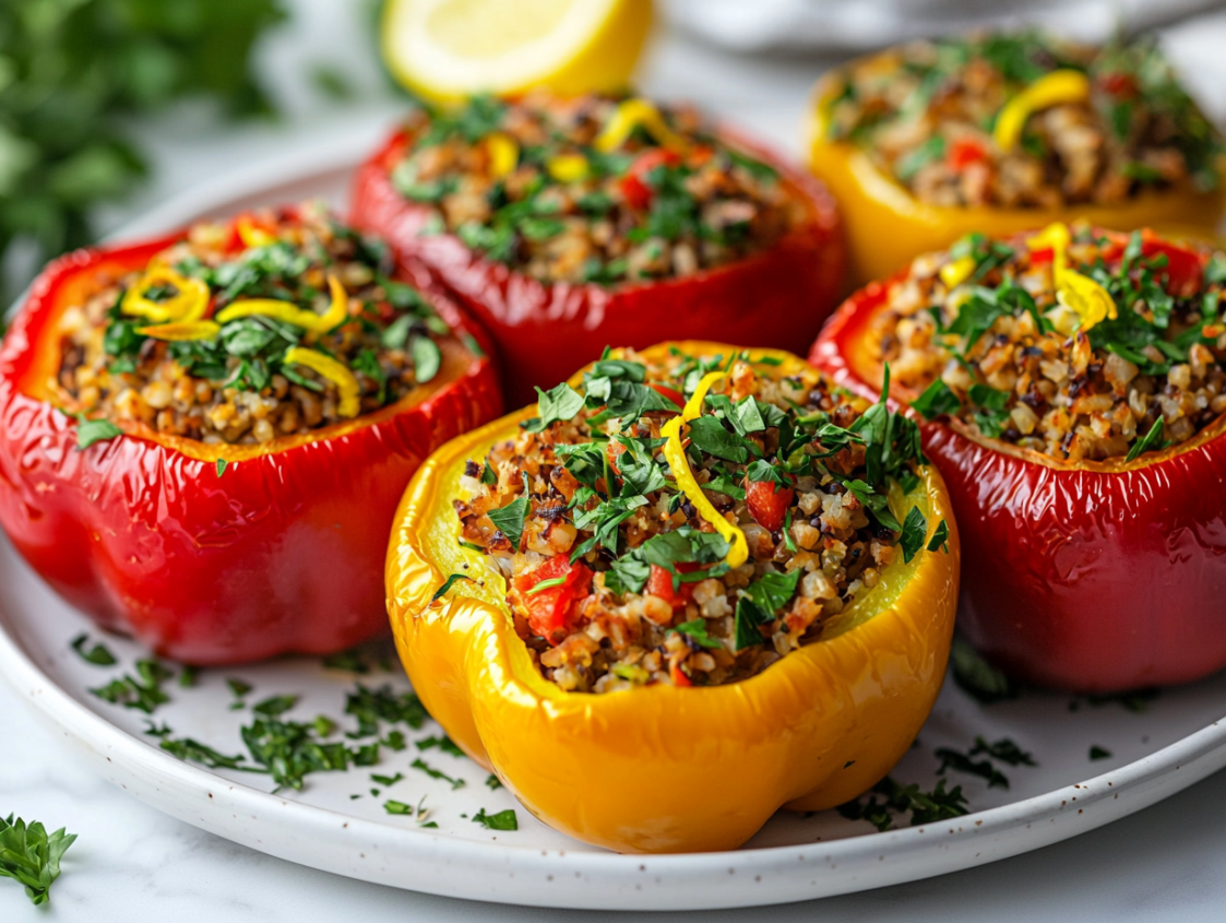 Vegan Stuffed Roasted Pepper Boats