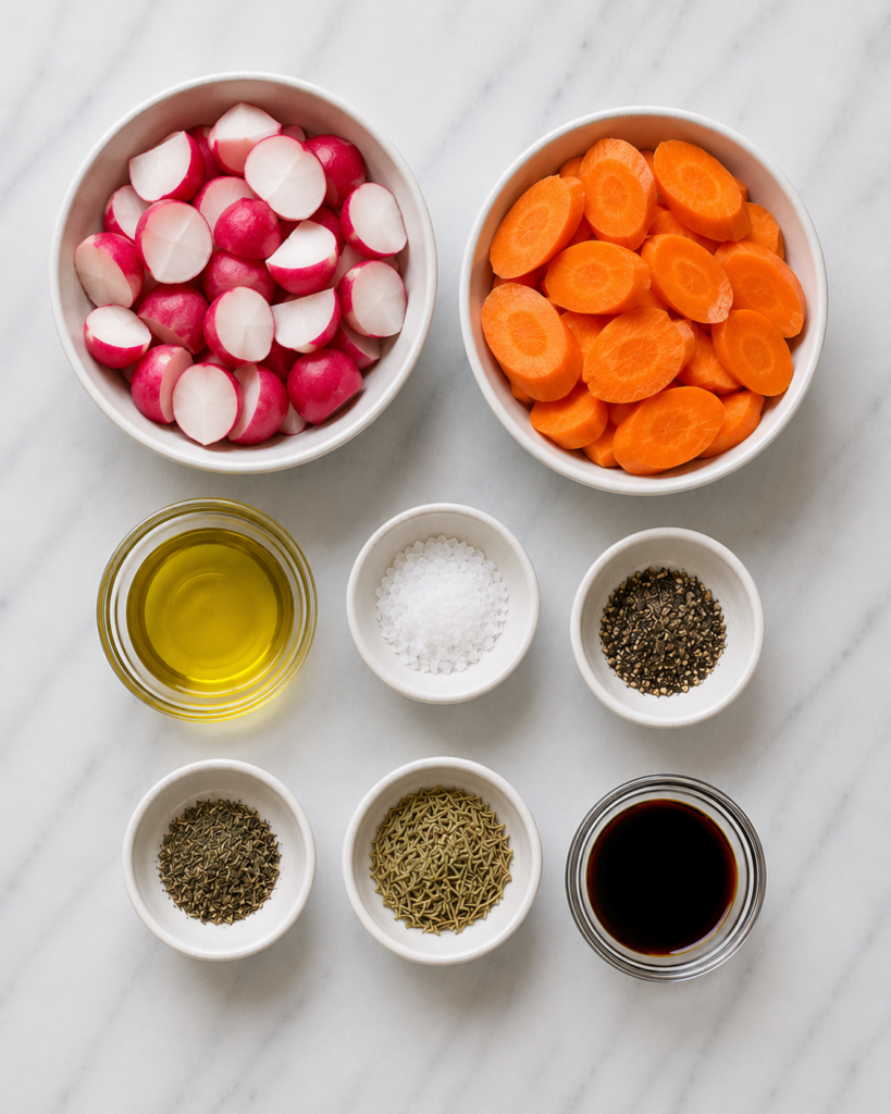 Roasted Radishes and Carrots Ingredients