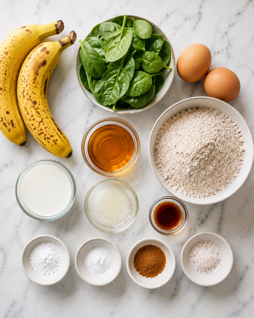 Healthy Banana Spinach Muffins Ingredients