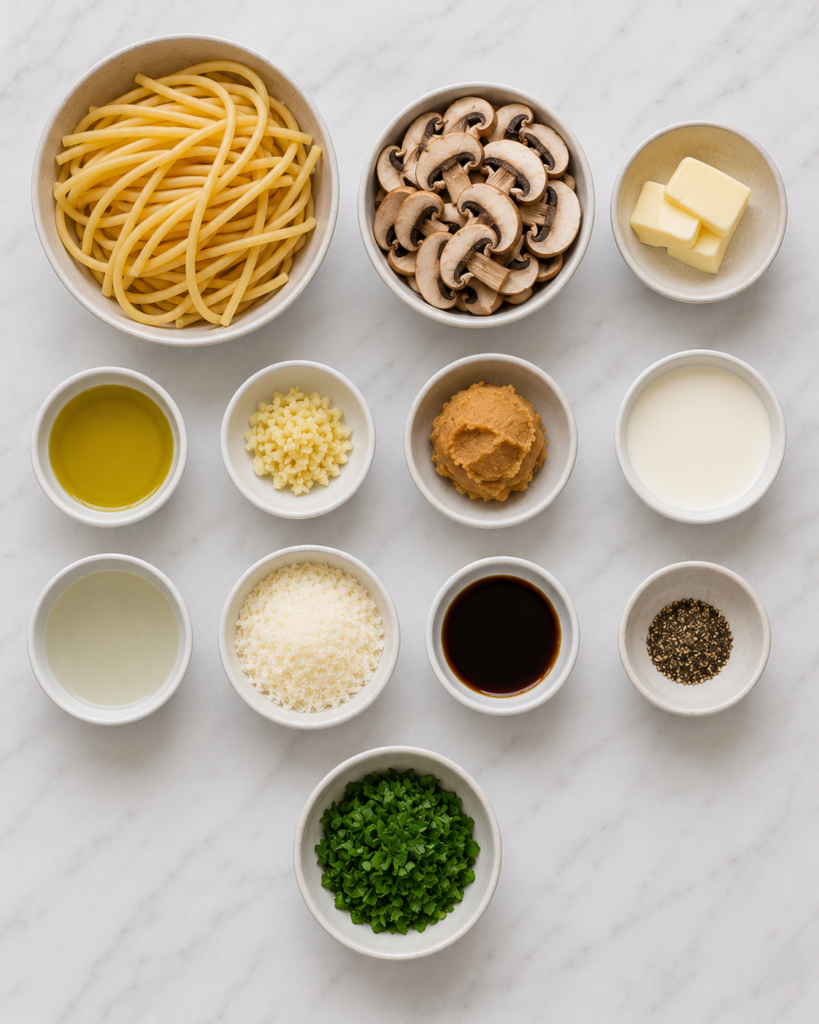 Miso Mushroom Bucatini Ingredients