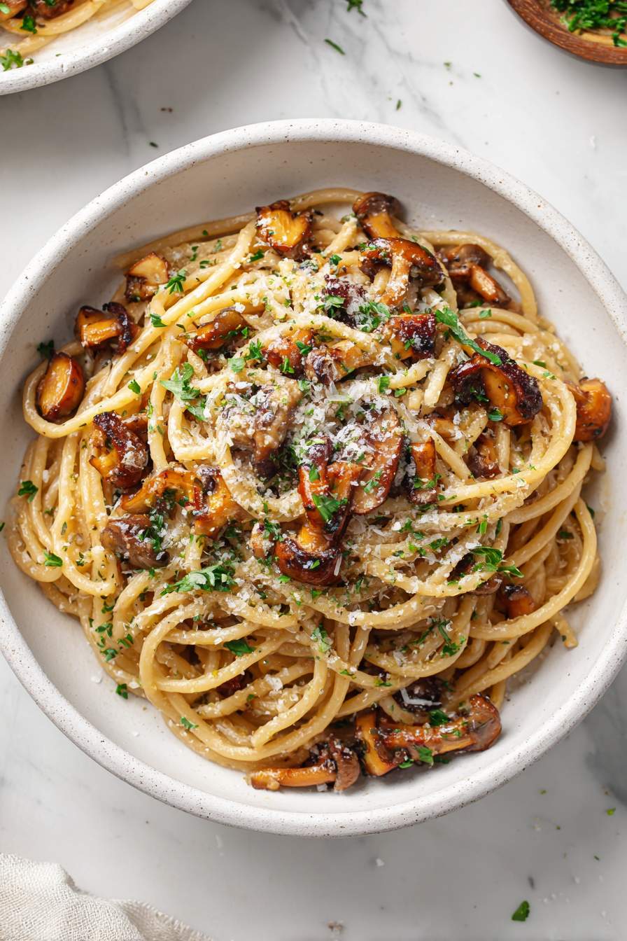 Miso Mushroom Bucatini recipe card