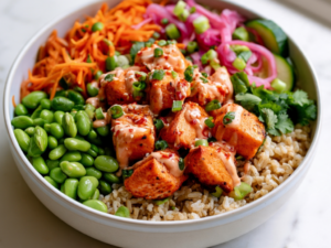 Air Fried Salmon Rice Bowls
